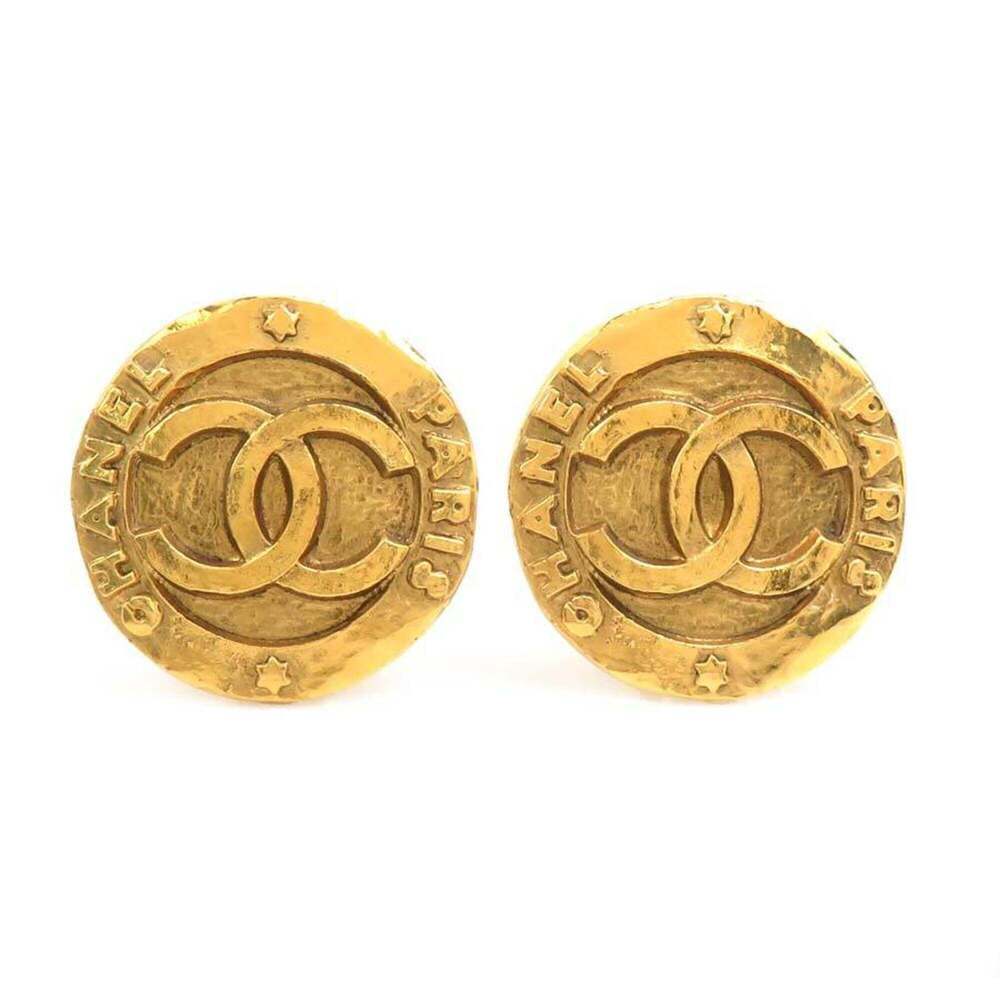 CHANEL Gold Logo Earrings